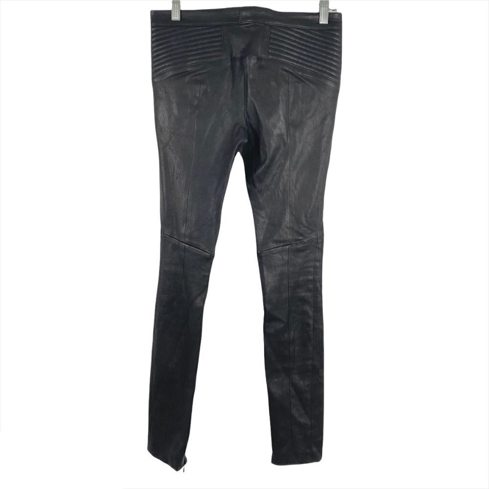 A.L.C. Pants Leather Cotton Black Leg Zip Size 2‎ - Picture 6 of 10